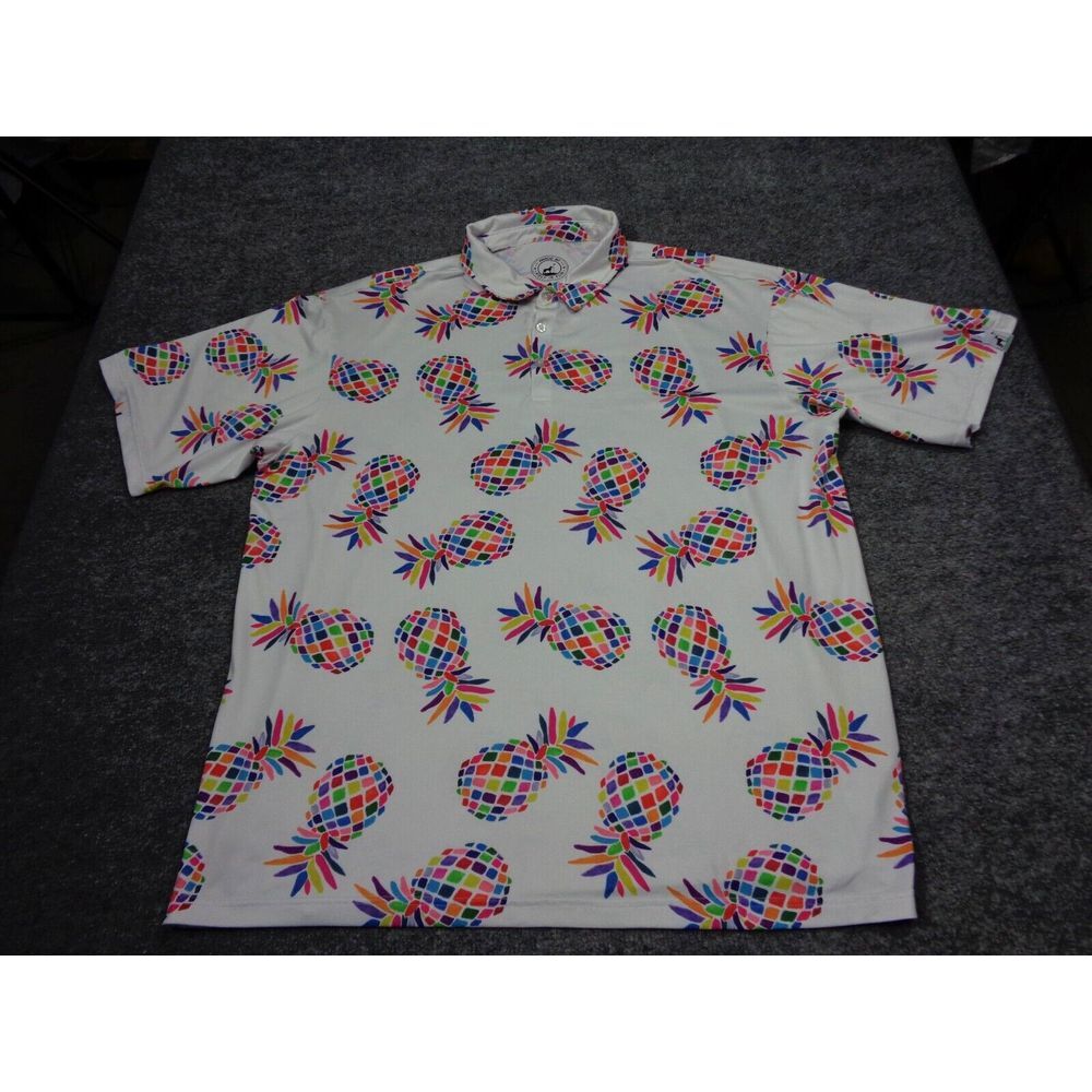 Proud 90 Polo Golf Shirt Mens Size 3XL Rainbow Pineapple Golf Is Fun